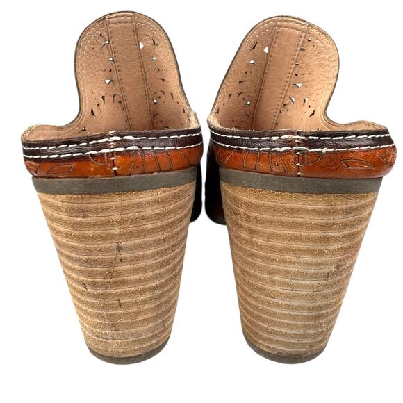 L’artiste X Spring Step Habune Brown Leather Floral Sandal Size 39 US 8.5 - Picture 8 of 12